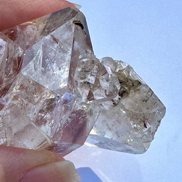 Lg Herkimer diamond twin multiple DT rainbow Rutilated recordkeeper self healing - Picture 10 of 15